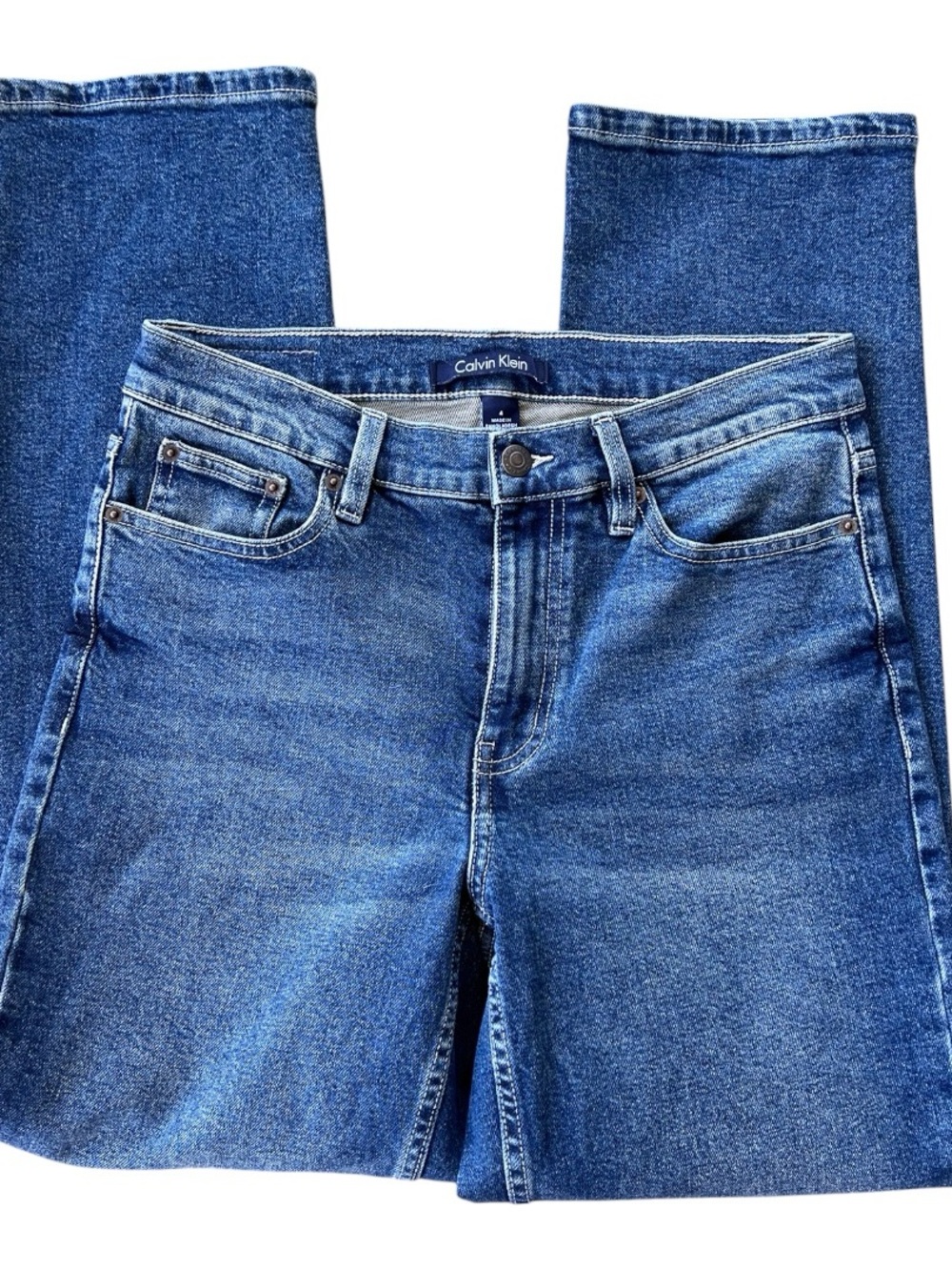 Calvin Klein Medium Blue High-rise Straight Leg Jeans